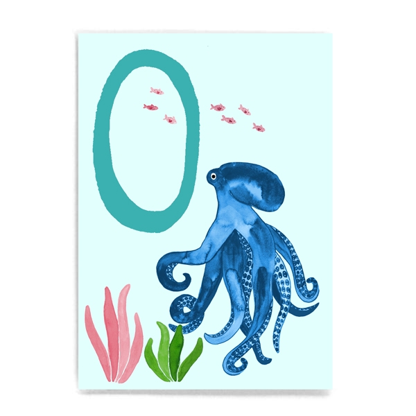 ABC-Karte - O wie Oktopus / O is for Octopus Frau Ottilie