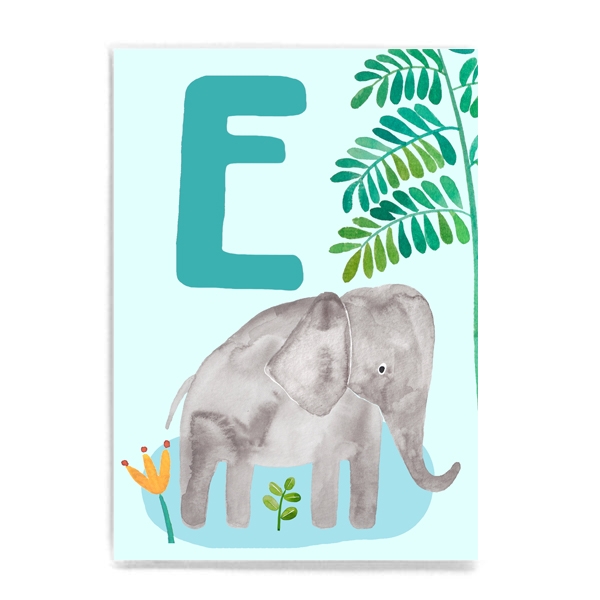 ABC-Karte - E wie Elefant / E is for Elephant (deutsch/englisch) Frau Ottilie