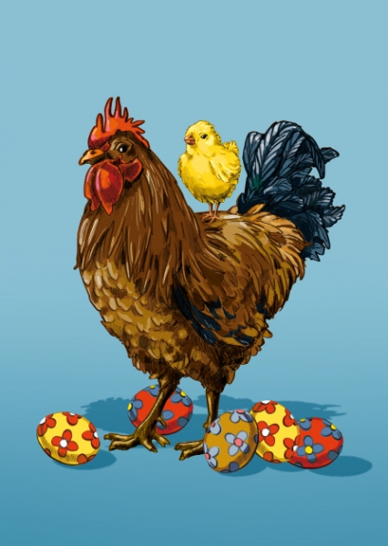 IL0454 Huhn Küken Koni Ostern Postkarte Nürnberg