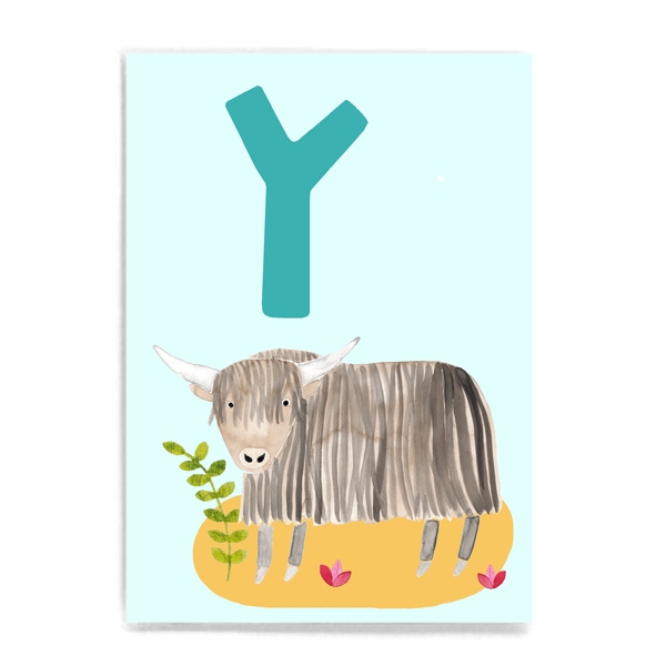 ABC-Karte - Y wie Yak / Y is for Yak Frau Ottilie