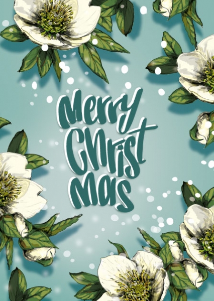 ILX0109 Blumen Chrismo illi Postkarte Nürnberg frohe Weihnachten Merry Christmas