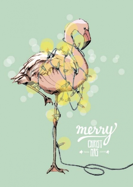 IL0150 Flamingo Wilhelmine merry Christmas Weihnachten illi Postkarte