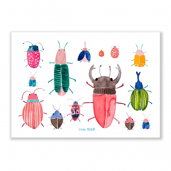 Print A4 Käfer von Frau Ottilie Tier Kinderzimmer Poster Geburt