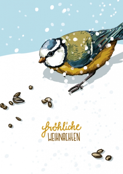 ILX0054 Tika fröhliche Weihnachten Vogel Nürnberg Postkarte