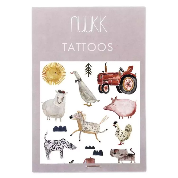 Tattoos - Bauernhof nuukk Traktor Schwein Hund Gans Schaf Sonne Huhn Katze Pferd Kuh Haus