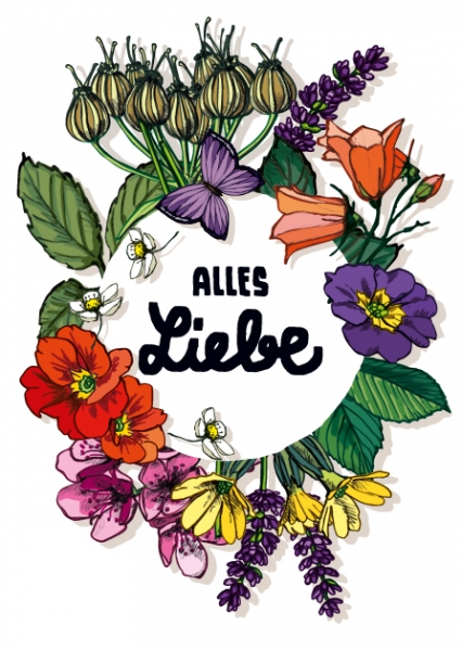 IL0289 Laluta Blumen Alles Liebe Postkarte illi Nürnberg