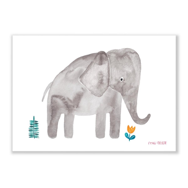 Print A4 Elefant von Frau Ottilie Tier Kinderzimmer Poster