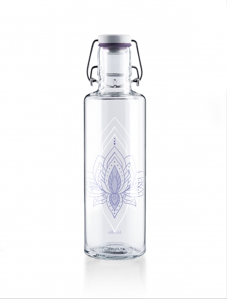 Trinkflasche Glas soulbottles Just breathe 0,6 l Blüte Lotusblüte