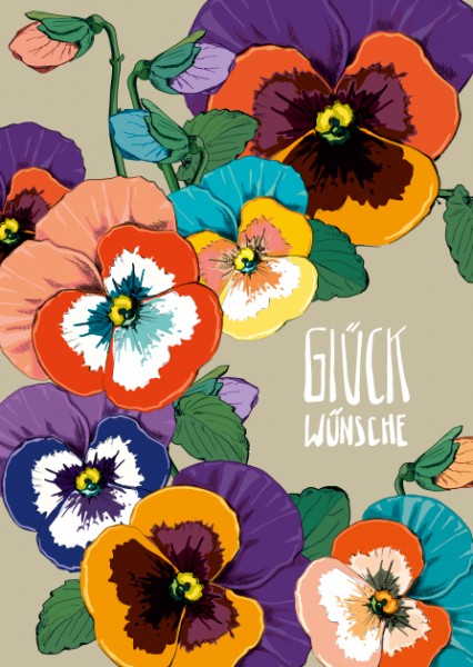IL0210 Viola Glückwünsche Blumen illi Postkarte