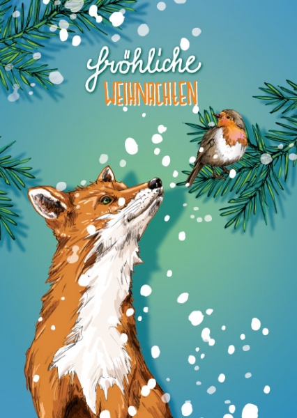 ILX0117 Fuchs Tivo illi Postkarte Nürnberg fröhliche Weihnachten