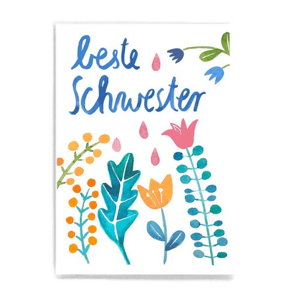Postkarte beste Schwester Frau Ottilie Blumen