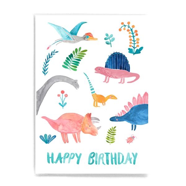 Postkarte Happy Birthday (Dinos) Frau Ottilie