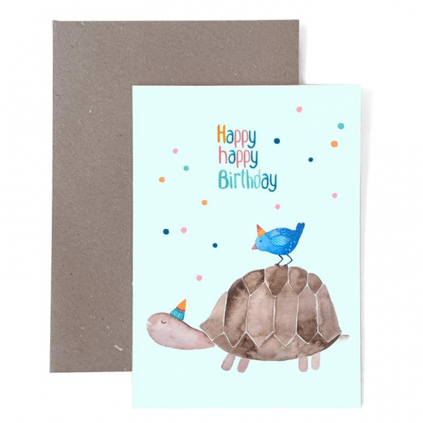 Klappkarte Happy happy Birthday Schildkröte Frau Ottilie