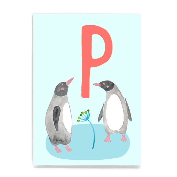 ABC-Karte - P wie Pinguin / P is for Penguin Frau Ottilie