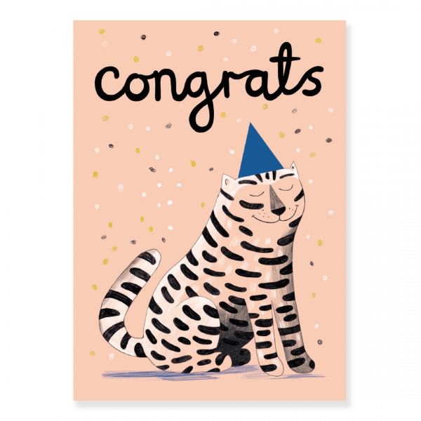 Karin Lindeskov 18 Congrats Cat Tiger Postkarte