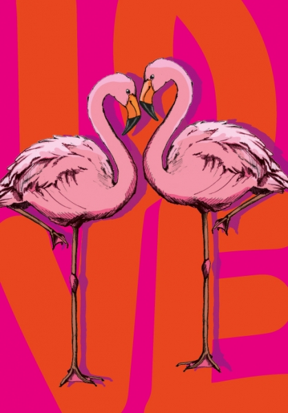 IL9120 Pagibi Love Flamingo Hochzeit Klappkarte illi Nürnberg