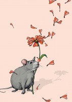 IL0158 Maus Blume illi Postkarte  IL0158 Maus Blume illi Postkarte
