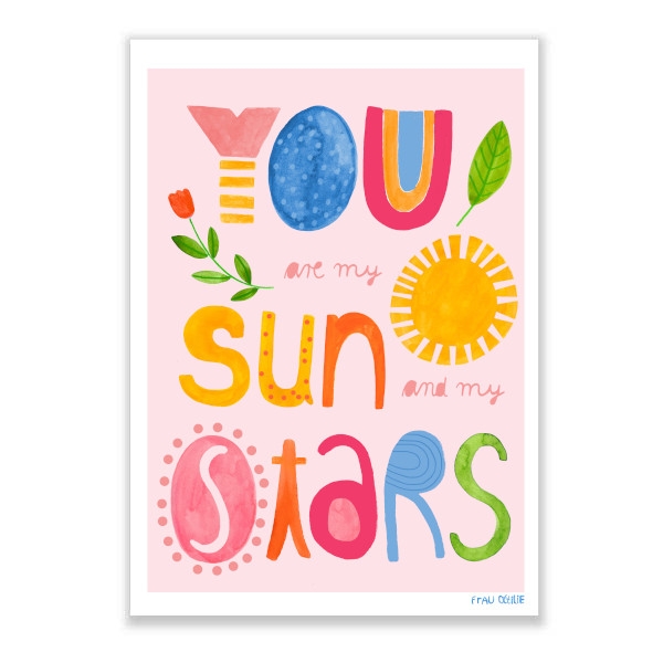 Print A4 My sun and my stars von Frau Ottilie Kinderzimmer Poster
