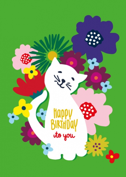 IL0462 Blumen Tilla Happy Birthday Katze Geburtstag Postkarte illi Nürnberg