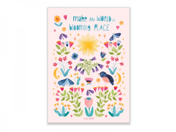 Print A4 Make the World a blooming Place von Frau Ottilie Kinderzimmer Poster