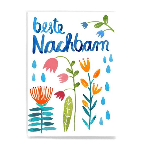 Postkarte beste Nachbarn Frau Ottilie Blumen