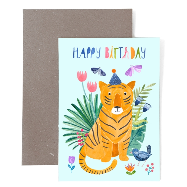 Klappkarte Happy Birthday Tiger Frau Ottilie