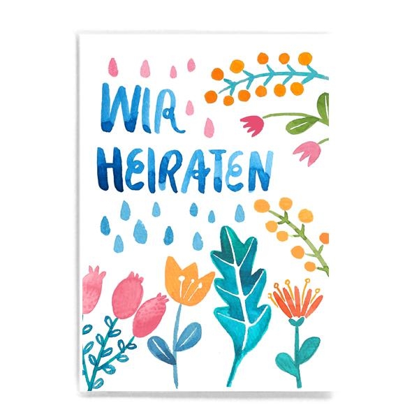 Postkarte Frau Ottilie Wir Heiraten Blumen