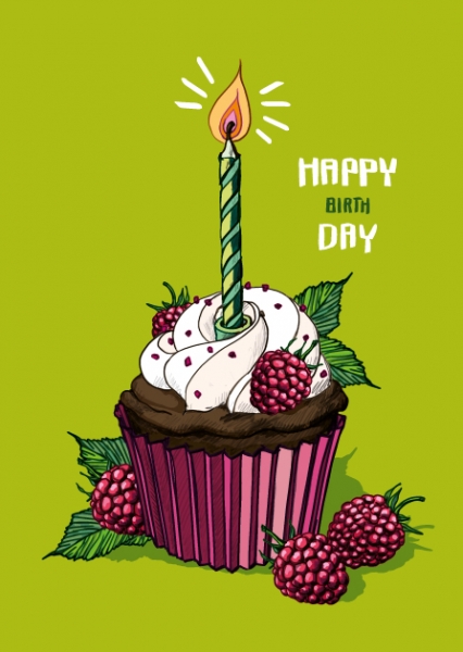 IL0278 Jumala Muffin Geburtstag Birthday Himbeeren Postkarte illi