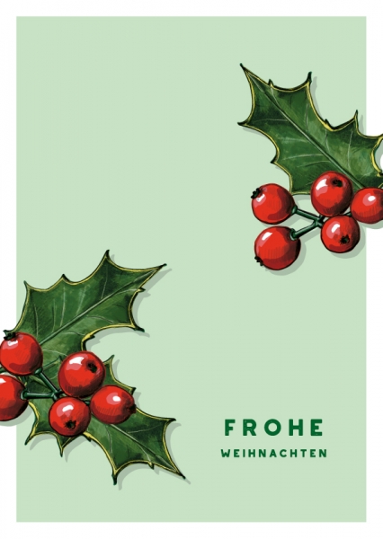 IL0182 Stechpalme frohe Weihnachten illi Postkarte