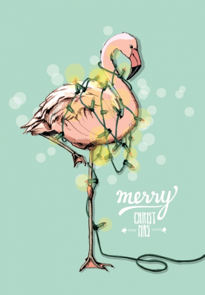 IL9077 Klappkarte illi Merry Christmas Weihnachten Flamingo Wilhelmine Nürnberg VS