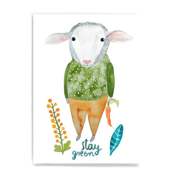 Schaf Stay Green Postkarte Frau Ottilie