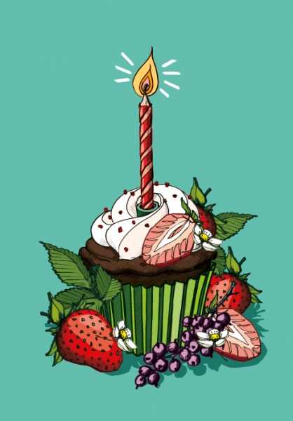 IL9090 Edmu Erdbeere Muffin Happy Birthday Geburtstag Klappkarte illi Nürnberg