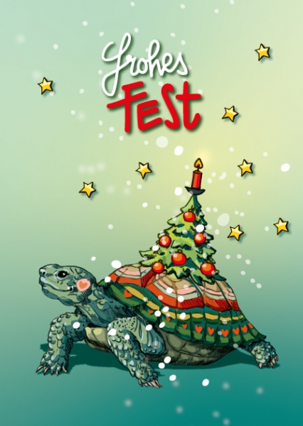 ILX0115 Schildkröte Talubo illi Postkarte Nürnberg frohe Weihnachten Fest