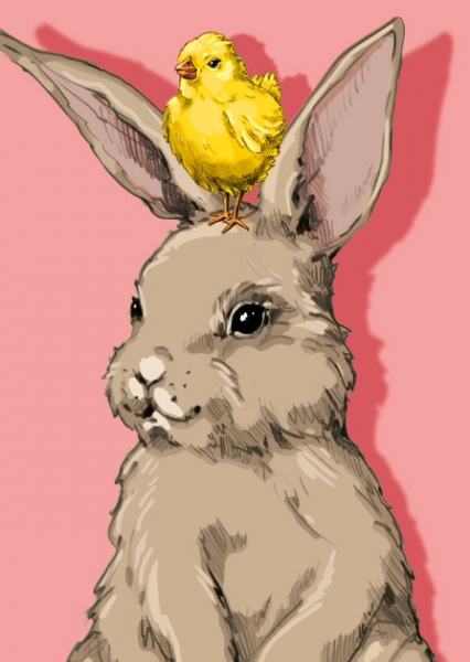 IL0455 Hase Küken Nini Ostern Postkarte Nürnberg