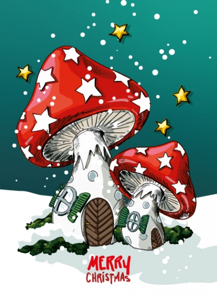 ILX0051 Pamott Merry Christmas Weihnachten Pilze Nürnberg Postkarte