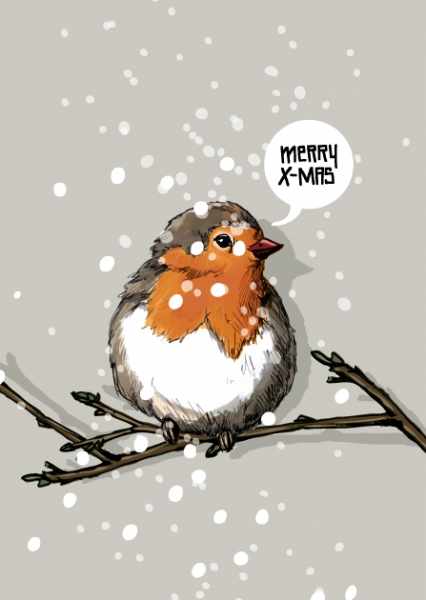 ILX0002 Vogel Wimbo merry X-Mas Weihnachten illi Postkarte