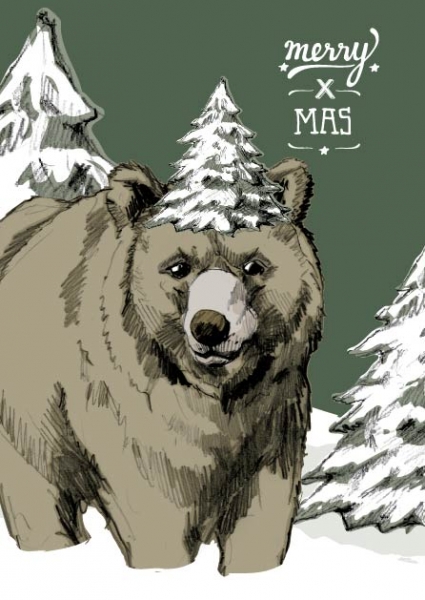 IL0134 Bär Sigi merry x mas Weihnachten illi Postkarte