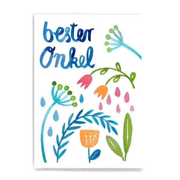 Postkarte bester Onkel Frau Ottilie Blumen