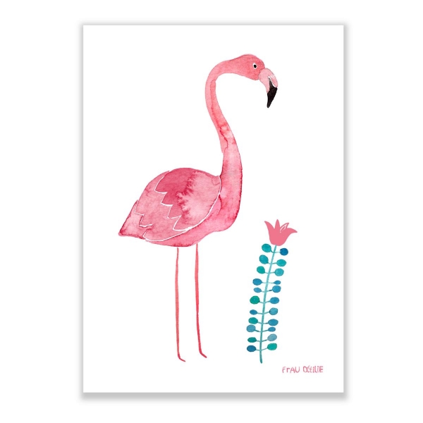 Print A4 Flamingo von Frau Ottilie Tier Kinderzimmer Poster