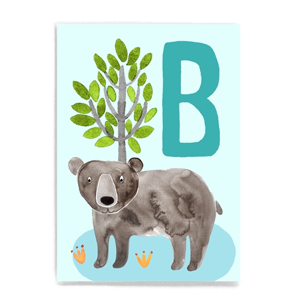 ABC-Karte - B wie Bär / B is for Bear (deutsch/englisch) Frau Ottilie
