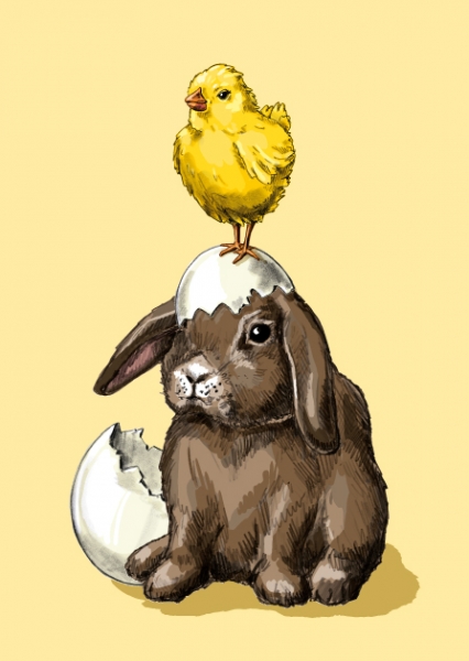 IL0355 Banku Hase und Küken Ostern illi Nürnberg Postkarte