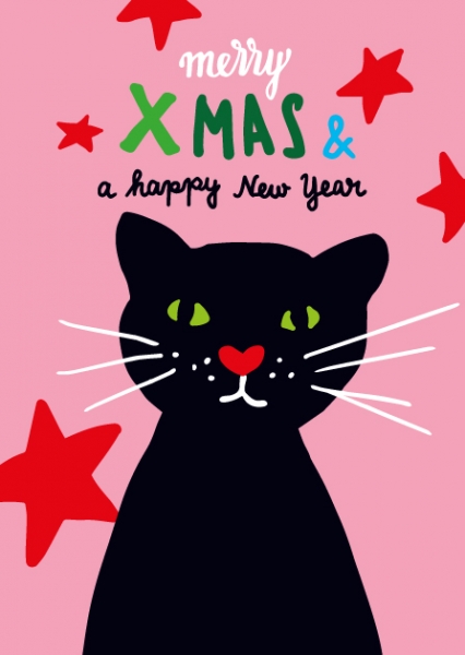 ILX0046 Katze Bax merry X MAS & a happy New Year Nürnberg Postkarte