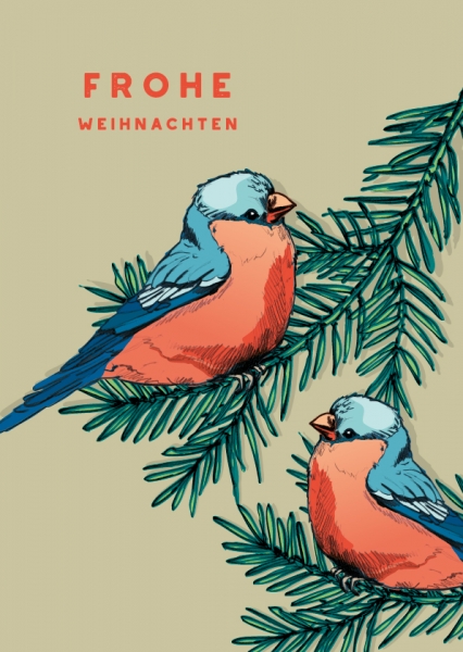 IL0183 Vögel Lodi und Nick frohe Weihnachten illi Postkarte
