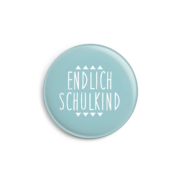 Button Ava&Yves endlich Schulkind blau