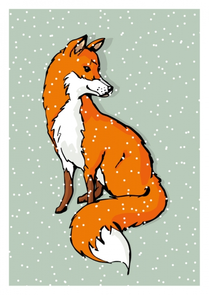 IL0188 Fuchs Finn Schnee Weihnachten illi Postkarte