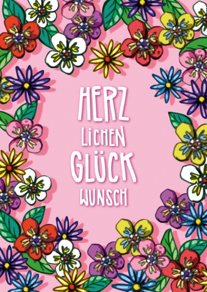 IL0390 Alia Herzlichen Glückwunsch Blumen Geburtstag Postkarte illi Nürnberg