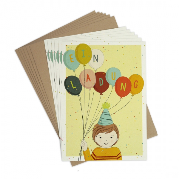 Einladungskarten-Set zum Geburtstag "Ballons" von Tell Me Berlin