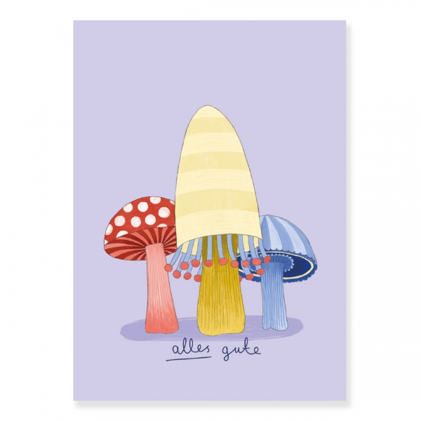 Karin Lindeskov 30 Mushroom Friends 3 Pilze alles gute Postkarte