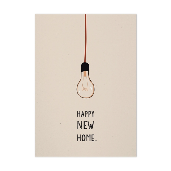 Postkarte 'Happy New Home.' Tell Me Berlin Neues Zuhause Einzug Glühbirne Umzug