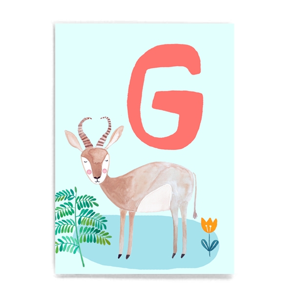 ABC-Karte - G wie Gazelle / G is for Gazelle (deutsch/englisch) Frau Ottilie